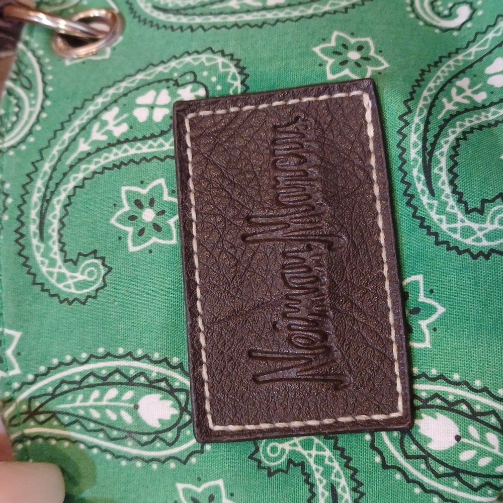 Neiman Marcus Green Paisley Tote Bag - Picture 2 of 7